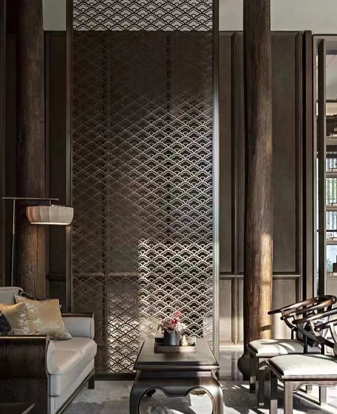 ODM OEM Stainless Steel Hotel Furniture Metal Room Partition Porch Hollowed Out 0