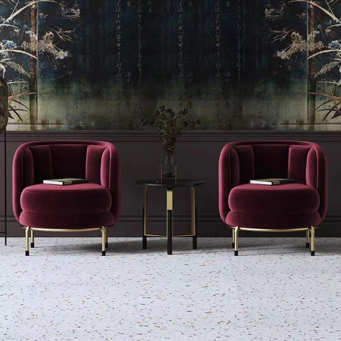 Velvet Hotel Bedroom Furniture Luxury Fuchsia Solo Dining Chair 1