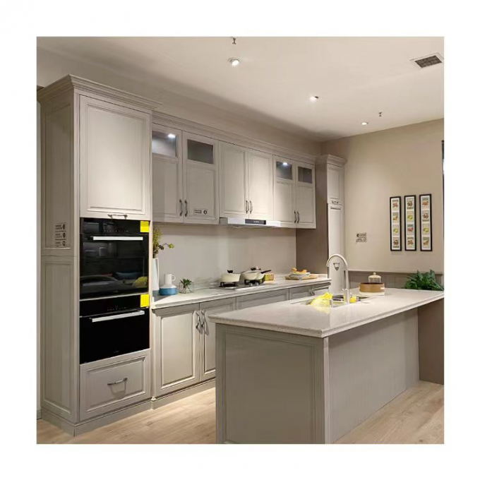 Integrated Solid Wood Contemporary Kitchen Cabinets Telescopic 0