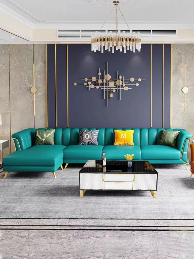 Luxury Nordic  Cloth Corner Sofa Hotel Home Modern L Shaped 0