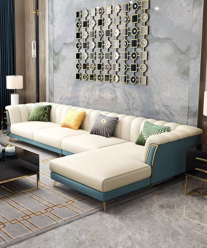 Luxury Nordic  Cloth Corner Sofa Hotel Home Modern L Shaped 3