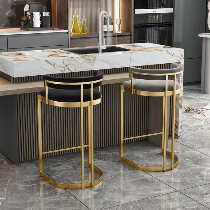 Classic Coffee Bar High Stool Chair With Metal Element Backrest Chair For Hotel 1