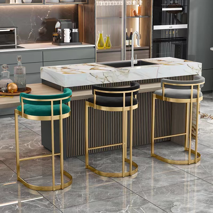 Classic Coffee Bar High Stool Chair With Metal Element Backrest Chair For Hotel 2