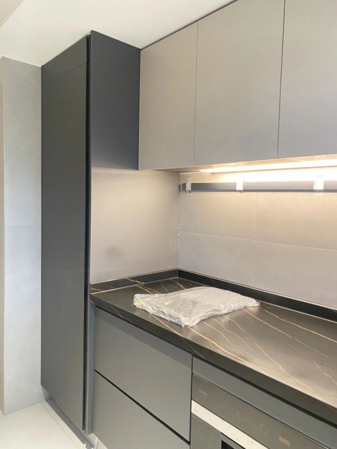 Modern Stainless Steel Cabinets Quartz Facet Home Kitchen Cabinet Custom 4