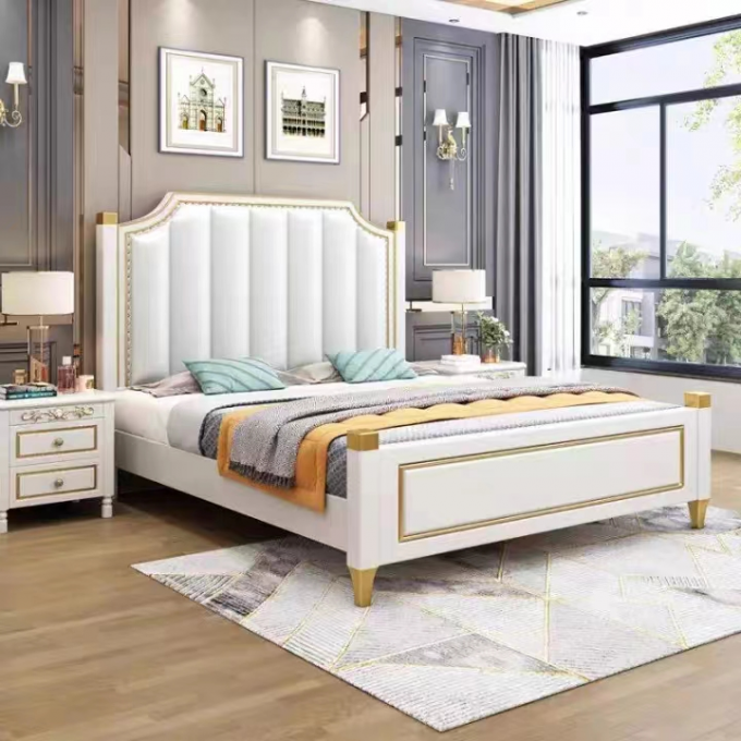 Upholstered Hotel Bedroom Furniture Hydraulic Lift Up Storage Leather Bed 2