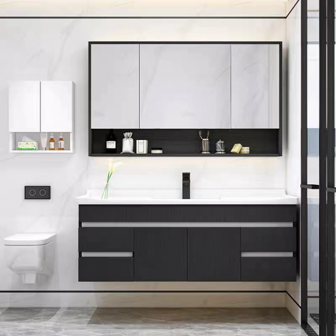 Modern Wall Mounted Bathroom Cabinet Group Sink Hotel Bathroom Furniture Custom 0