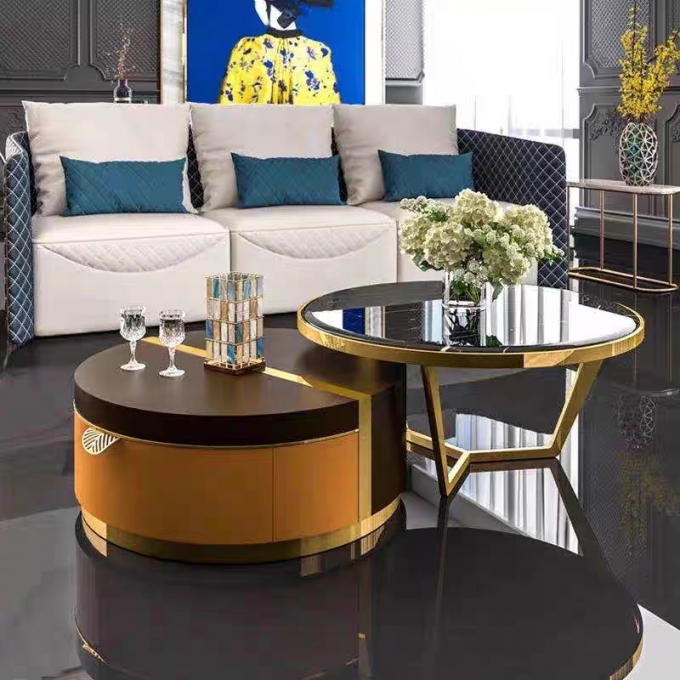 Hotel Custom Modern Marble Luxury Coffee Table With Hidden Storage 2