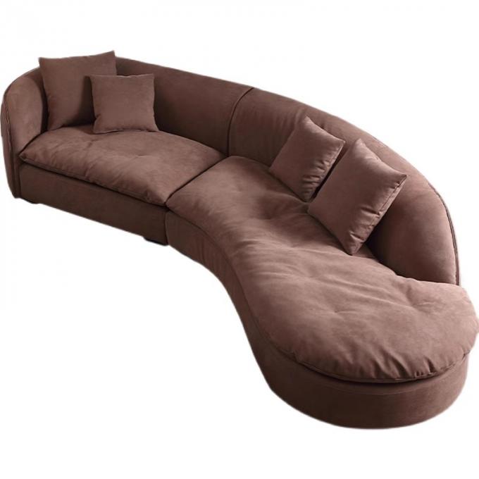 Hotel Simple Frosted Velvet Fabric Sofa Curved Corner Living Room Sofa 0