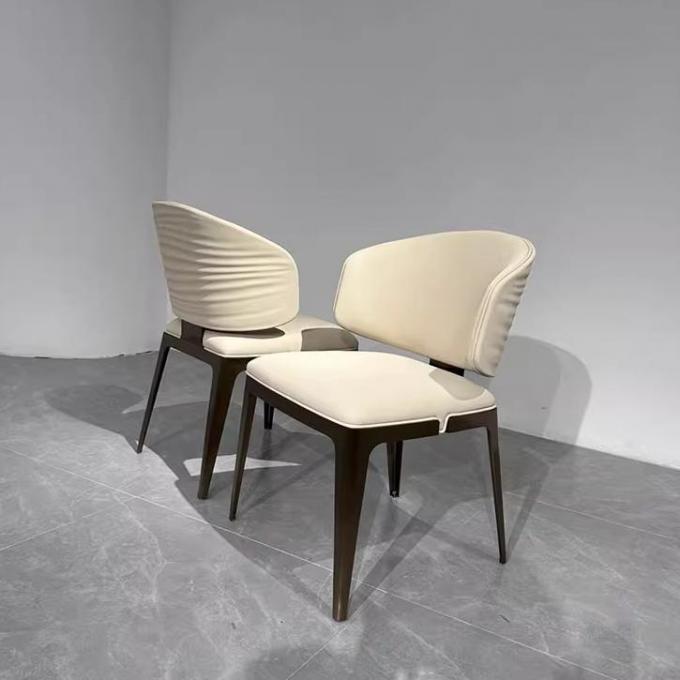 Hotel Restaurant Light Luxury Stainless Steel Leather Dining Chair 0