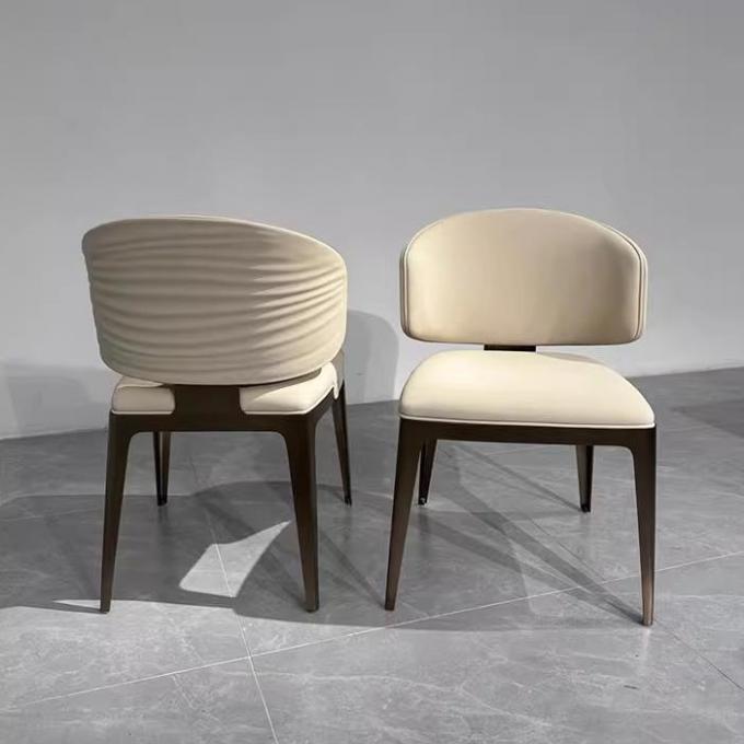 Hotel Restaurant Light Luxury Stainless Steel Leather Dining Chair 1