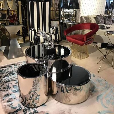 Good price Modern Stainless Steel Electroplated Coffee Table Set Round Metal End Table online