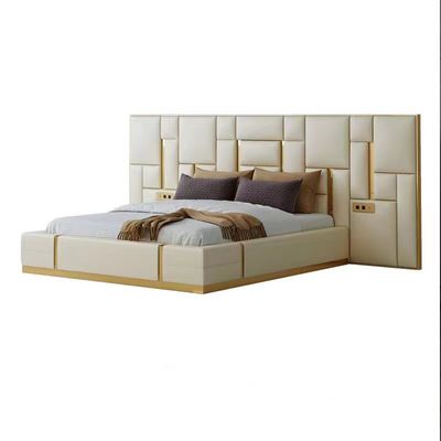 Good price Bentley Luxury Leather Cowhide King Size Bed Large Apartment Hotel Room online