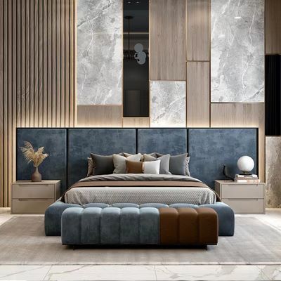 Good price Custom Hotel Bedroom Furniture Royal Velvet Fabric King Size Bed online