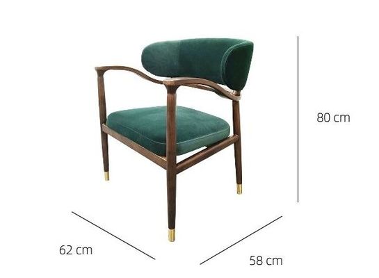 Good price Skin Friendly Light Luxury Hotel Furniture Solid Wood Armrest Silky Velvet Dining Chair online