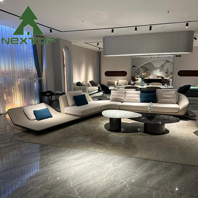 Good price 60D Sponge Deluxe Curved Sofa Set Furniture Italian Modern L Shape Leather Sofas online