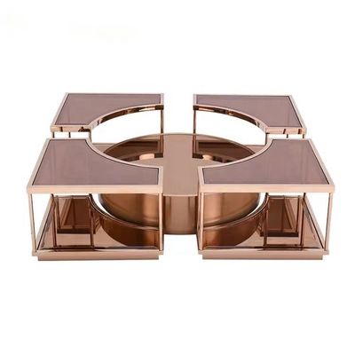 Good price OEM Modern Glass Coffee Table Mirror Rose Gold Center Table For Lobby Home Villa online