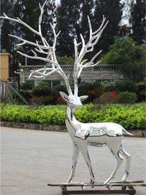 Good price Hotel Decor Deer Stainless Steel Mirror Sculpture Garden Scenic Courtyard Park online