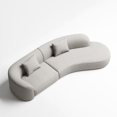 Good price Rice White Hotel Lobby Curved Sofa Modern Interior Teddy Fabric Couch online