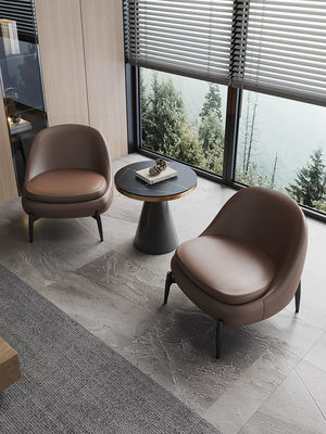 Good price 5 Star Hotel Minimalist Style Genuine Leather Sofa Business Chair And Table Set online