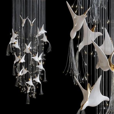 Good price Glass Birds And Flowers Chandelier Modern Aesthetic Hotel Design Light Furniture online