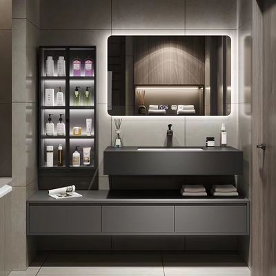 Buy Modern Hotel Room Cabinets Rock Plate Wash Basin Integrated Bathroom Units online manufacture