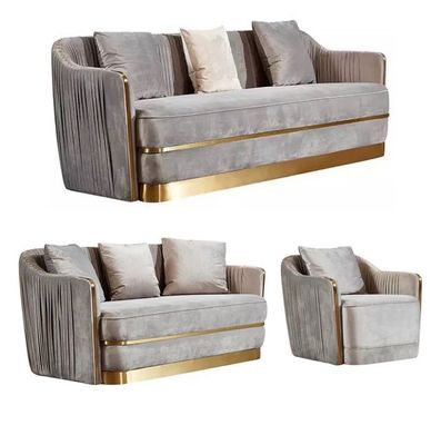 Buy Nordic Light Luxury Hotel Lobby Furniture Velvet Stainless Steel Postmodern Showroom Sofa online manufacture
