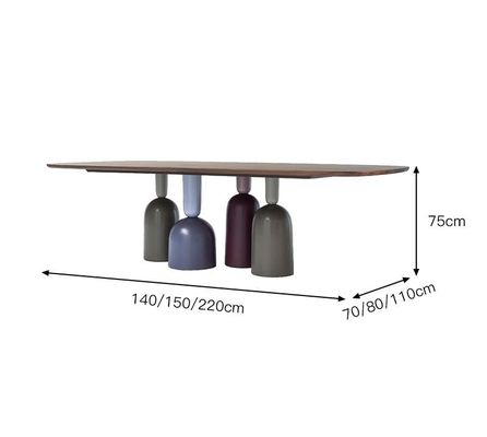 Buy Customized Walnut Color Metal Base Dining Table Rectangular Shape online manufacture