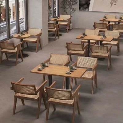 Buy Restaurant Coffee Shop Bistro Commercial Furniture Ash Solid Wooden Dining Set online manufacture