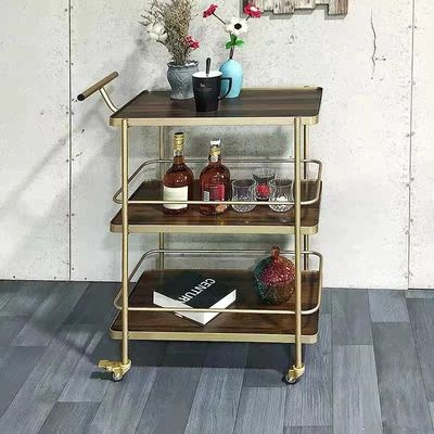 Buy Nordic Gold Dining Car Hotel Restaurant Mobile Trolley Bar Club Fruit Beverage Cart online manufacture
