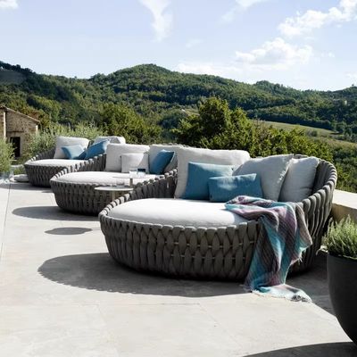 Buy Luxury Hotel Outdoor Rattan Round Bed Alfresco Lounger Sofa online manufacture