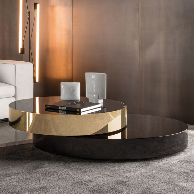 Toughened Glass Living Room Hotel Coffee Table Modern Stainless Steel 2