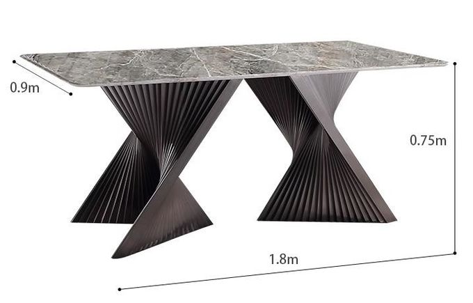 Premium Hotel Restaurant Furniture Modern Art Natural Marble Metal Base Dining Table 5