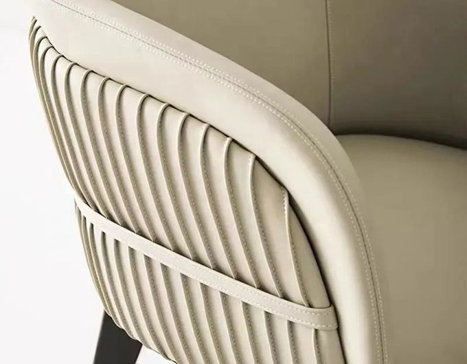 Modern Hotel Restaurant Furniture Genuine Leather Metal Dining Chair 3