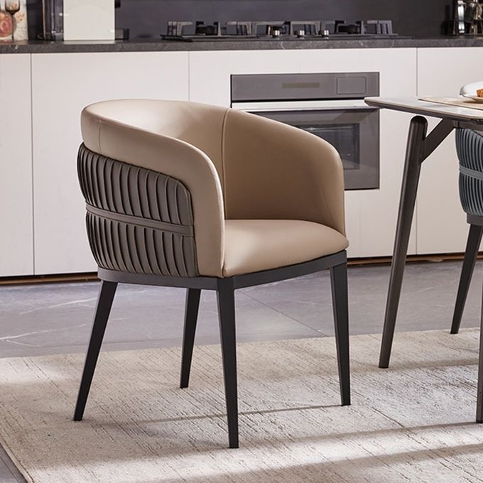 Modern Hotel Restaurant Furniture Genuine Leather Metal Dining Chair 1