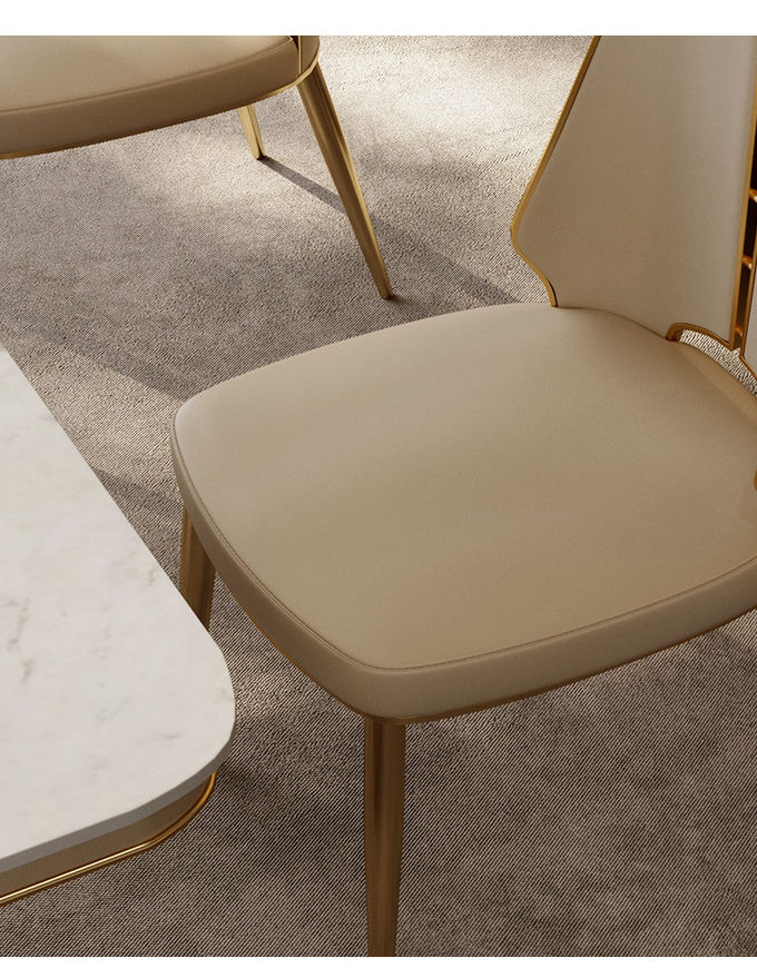 Modern Light Luxury Hotel Restaurant Furniture Stainless Steel Leather Dining Chair 1