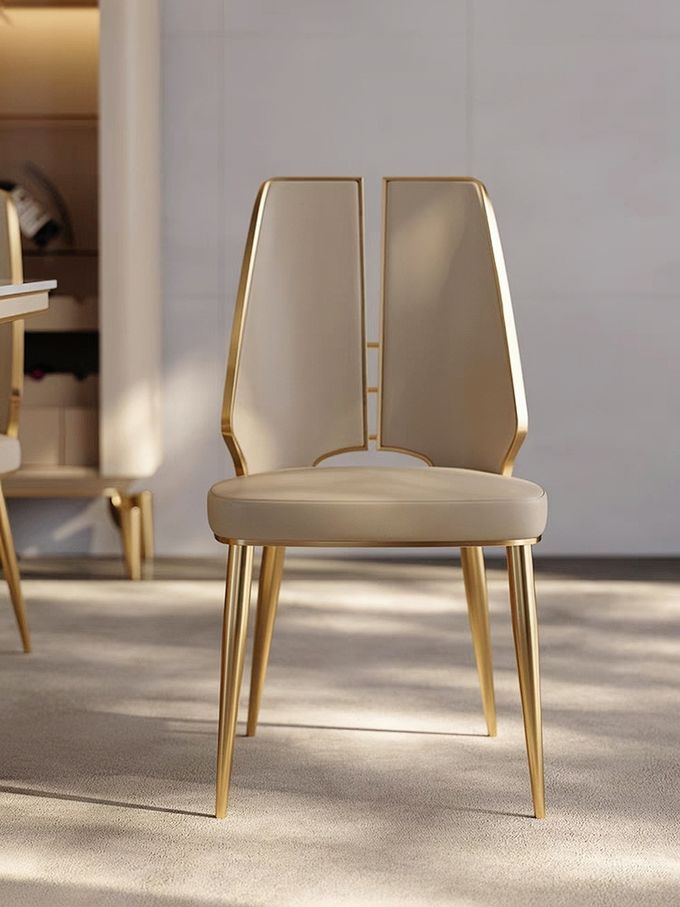 Modern Light Luxury Hotel Restaurant Furniture Stainless Steel Leather Dining Chair 0