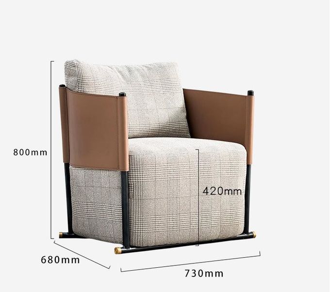 Nordic Single Sofa Chair Modern Leisure Fabric Stainless Steel 3