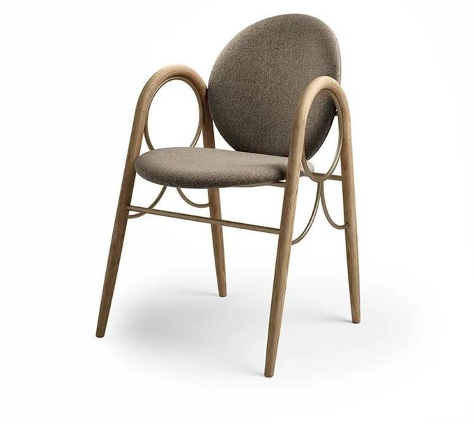 Customized Size Hotel Restaurant Furniture  Metal Solid Wood Fabric Dining Chair 2