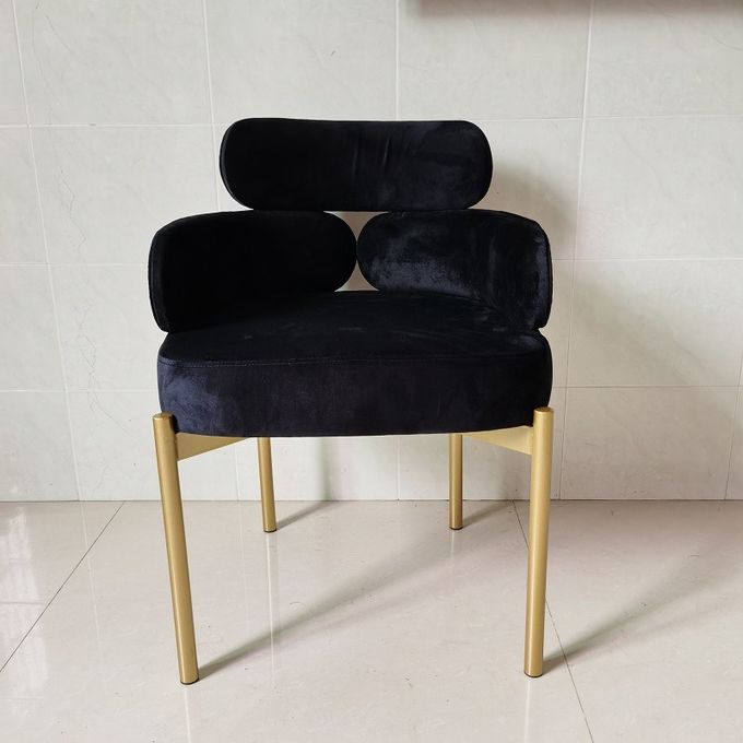 Light Luxury Creative Hotel Restaurant Furniture Metal Art Velvet Armrest Dining Chair 0