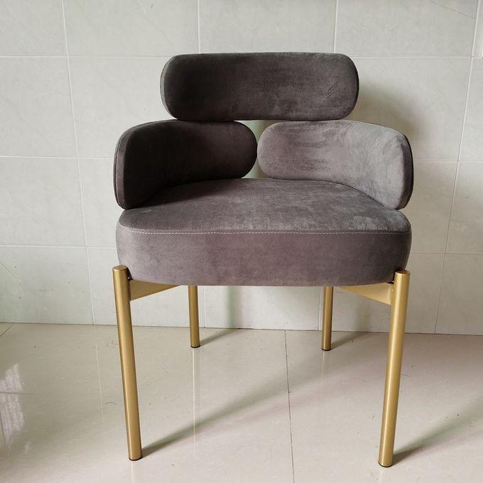 Light Luxury Creative Hotel Restaurant Furniture Metal Art Velvet Armrest Dining Chair 2