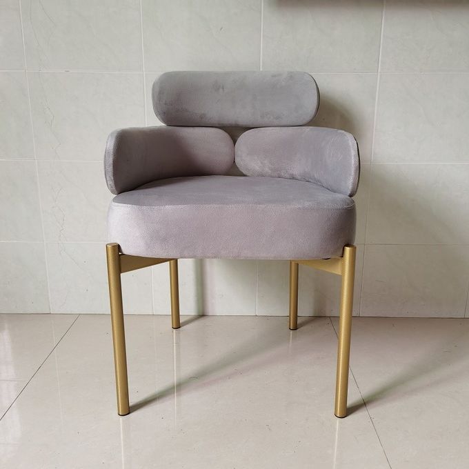 Light Luxury Creative Hotel Restaurant Furniture Metal Art Velvet Armrest Dining Chair 4