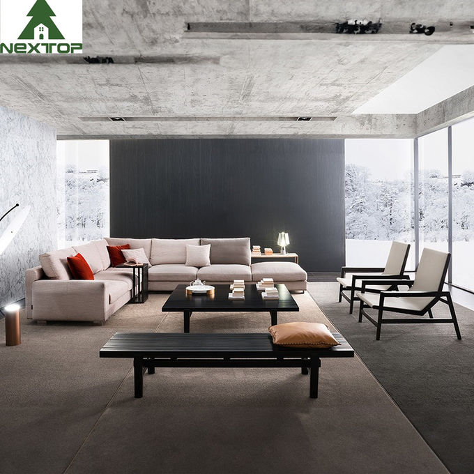 Modern Solid Wood Frame Fabric L-Shaped Sofa Awaiting Area Negotiation Set 0