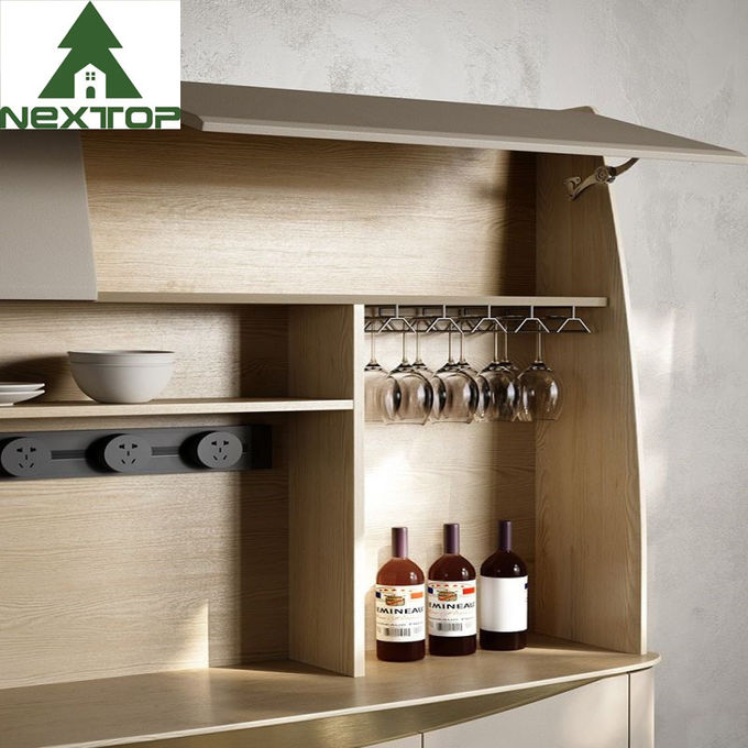 Multi Function Wooden Wine Cabinets With Metal Elegant Upholstered Dining Furniture 1