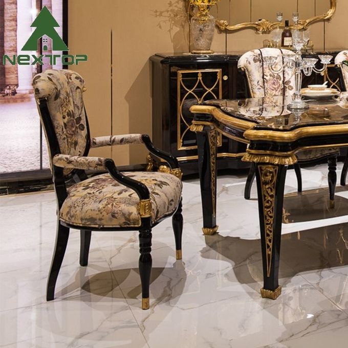 British Royal Style Dining Table Set 6 Seater Luxury Wooden Dining Table Sets 0