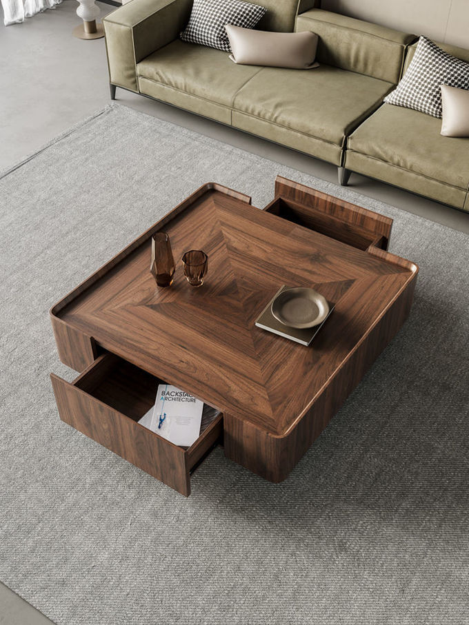 Black Walnut Coffee Table Nordic Light Luxury Square Tea Table For Lobby Office 2