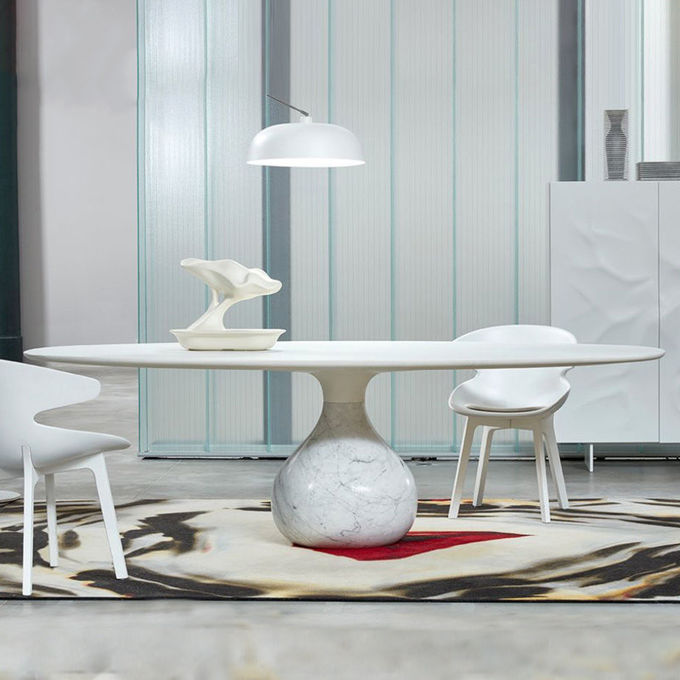 Sturdy Hotel Restaurant Furniture Round Shape Natural Marble Dining Table 1