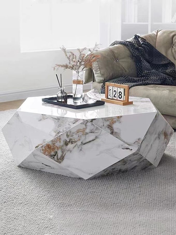 Custom Hotel Coffee Table Creative Diamond Polygon Marble Color 2