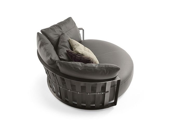 Detachable Custom Sofa Bed Italy Round Large Grey Black Cowhide Sofa Bed Furniture 2