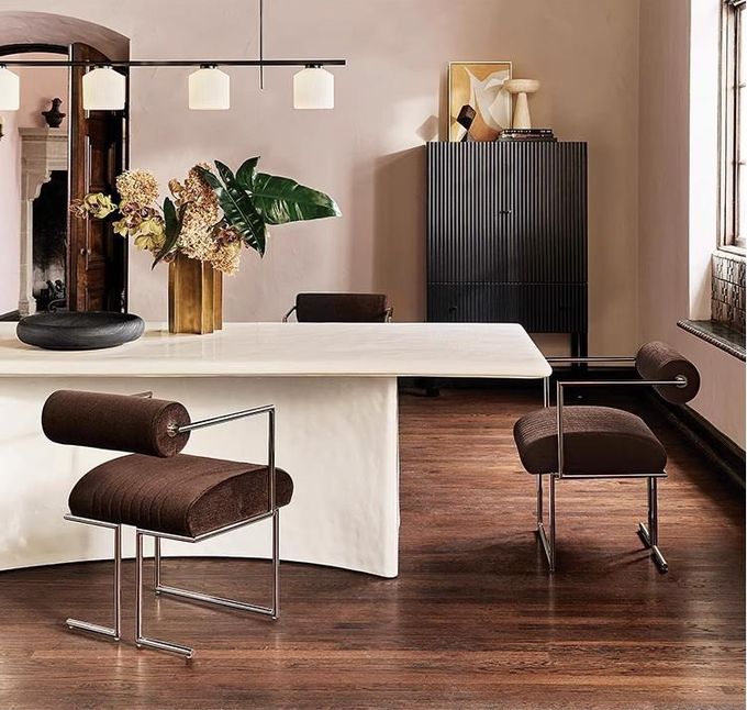 Elegant Stainless Steel Dining Chair Book Chair Creative Backrest Leisure Armchair 0