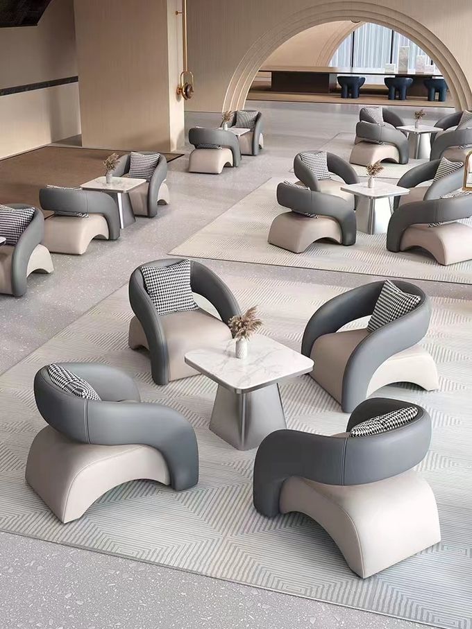 Creative Black Hotel Lobby Furniture  Leather Aircraft Chair Leisure And Public Cafe 3